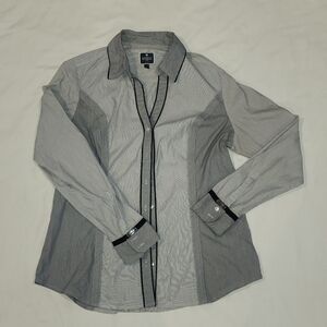 Express Women's Black and Gray Button Down Shirt